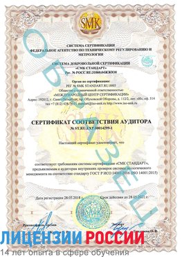 Образец сертификата соответствия аудитора №ST.RU.EXP.00014299-1 Первомайск Сертификат ISO 14001